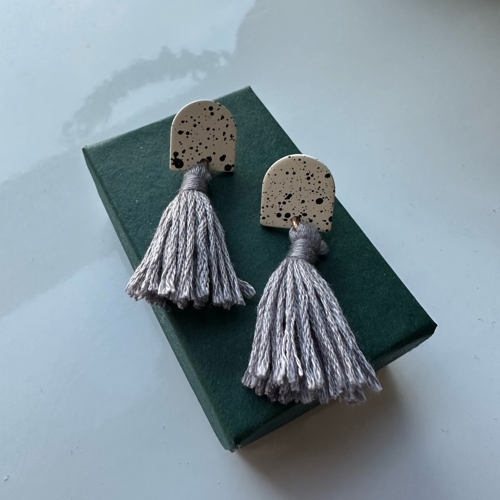 Speckled Clay and Tassel Earrings